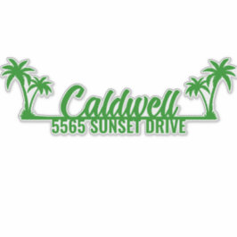 Pegatina Dirección de buzón personalizada del árbol de palm