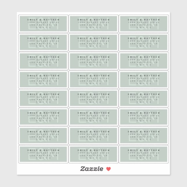 Pegatina Dirección de devolución de monograma moderno trans (Hoja)