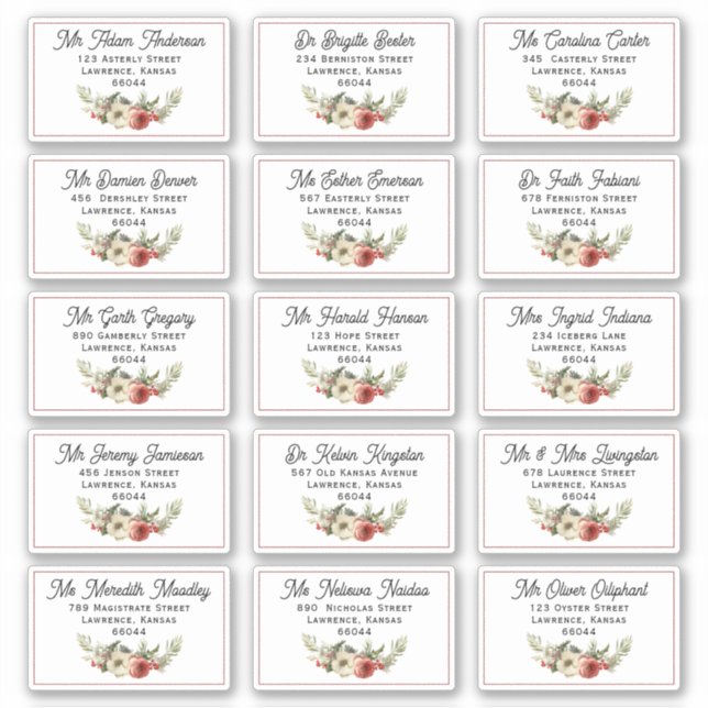 Pegatina Dirección de envío individual de tarjetas de Navid (Anverso)