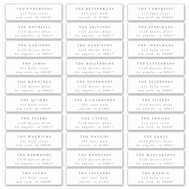 Pegatina Dirección de invitado blanco negro clásico (Anverso)