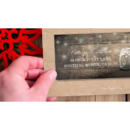 Pegatina Dirección de invitado boda Mason Jars Wood String 