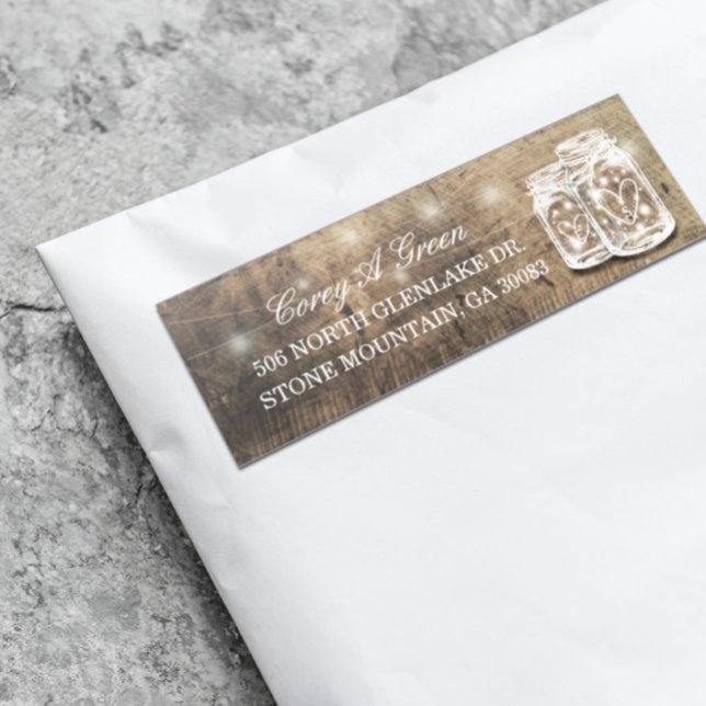 Pegatina Dirección de invitado boda Mason Jars Wood String  (Subido por el creador)