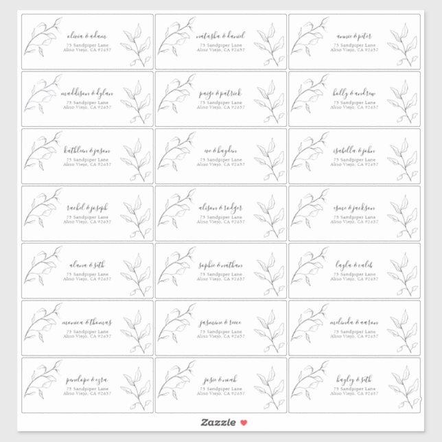 Pegatina Dirección de invitado botánico Black Script modern (Hoja)