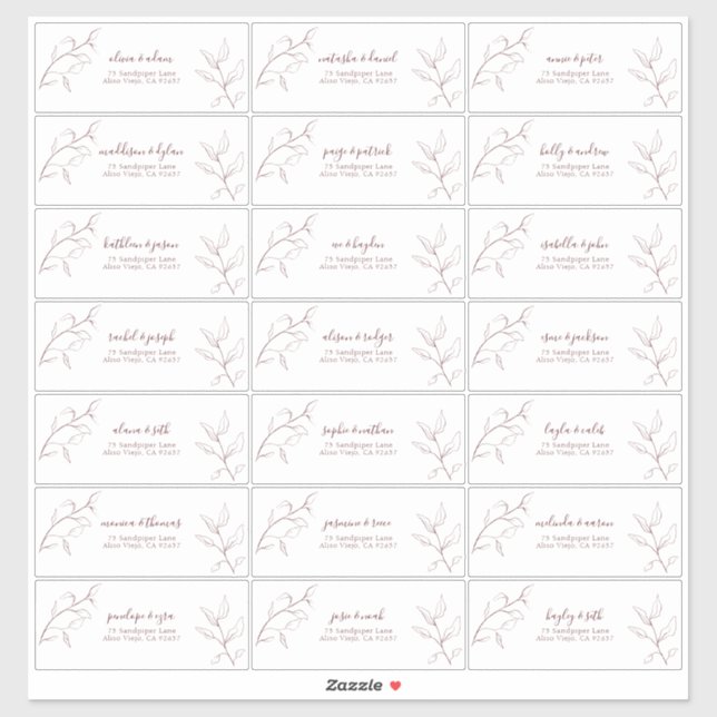 Pegatina Dirección de invitado botánico con escritura moder (Hoja)