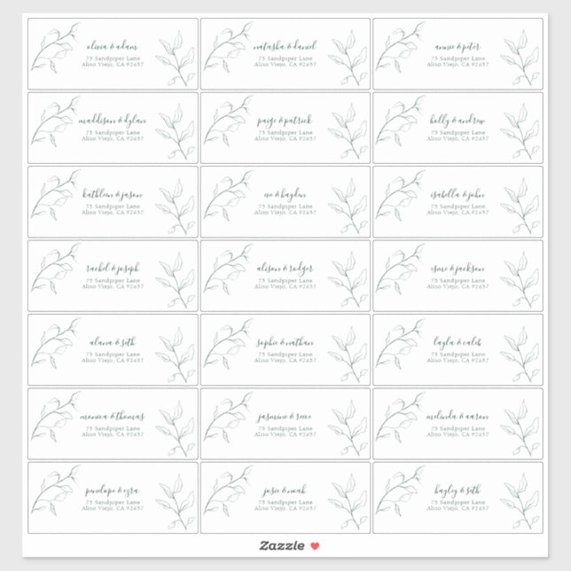 Pegatina Dirección de invitado botánico con guión verde esm (Hoja)