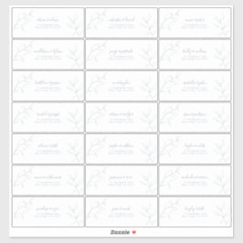 Pegatina Dirección de invitado botánico Dusty Blue Script m