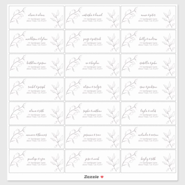 Pegatina Dirección de invitado botánico moderna de Plum Pur (Hoja)