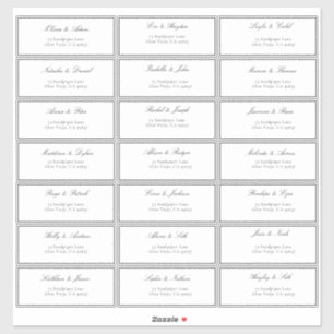 Pegatina Dirección de invitado de boda de acrílico clásico 