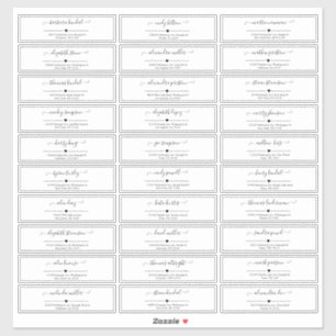 Pegatina Dirección de invitado de Boda de escritura en bla