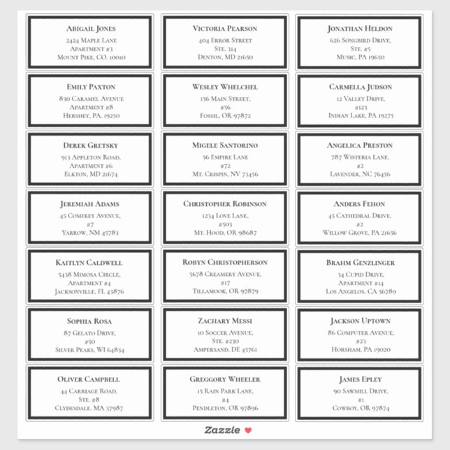 Pegatina Dirección de invitado de Boda de verde blanco y ne (Hoja)