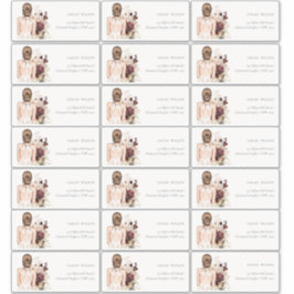 Pegatina Dirección de invitado de Boho White Boda Gown Brid