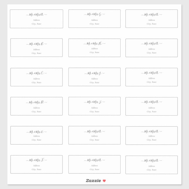 Pegatina Dirección de invitado de DIY de caligrafía transpa (Hoja)