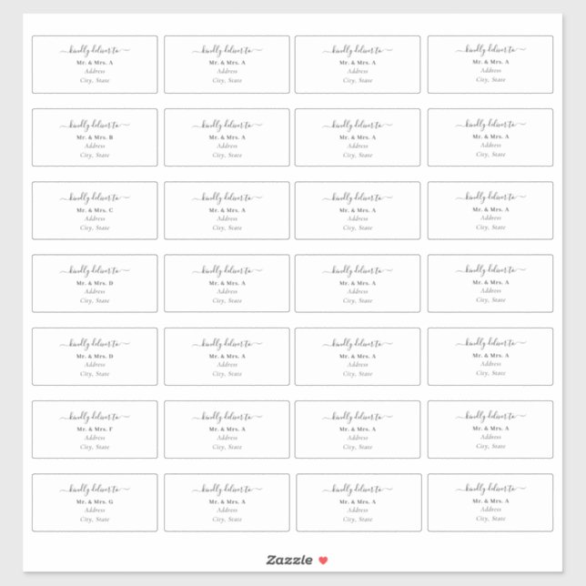 Pegatina Dirección de invitado de DIY de caligrafía transpa (Hoja)