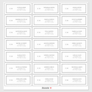 Pegatina Dirección de invitado de Monograma en blanco y neg