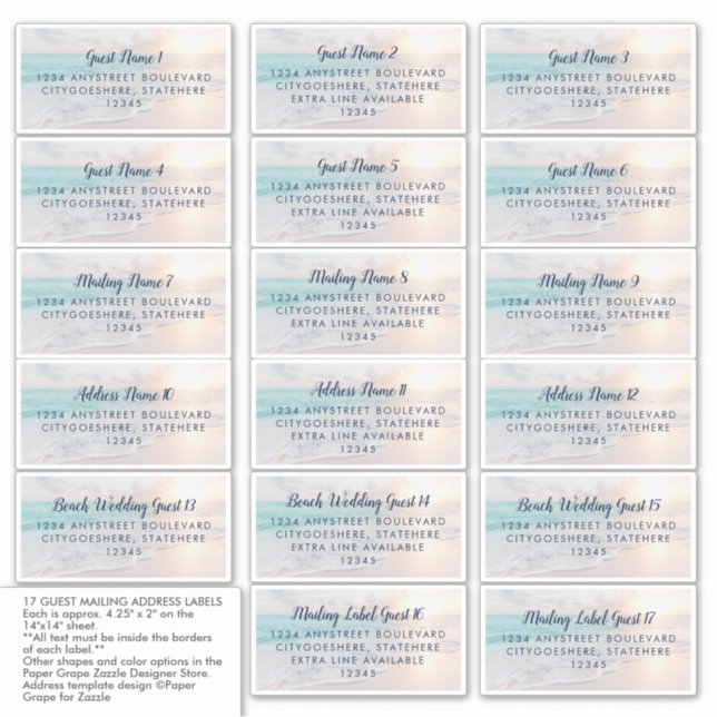 Pegatina Dirección de invitado de playa (Anverso)