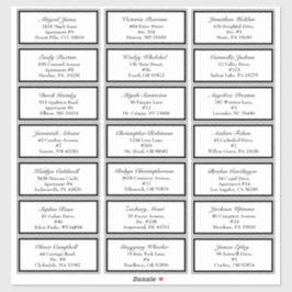 Pegatina Dirección de invitado del Boda blanco negro formal