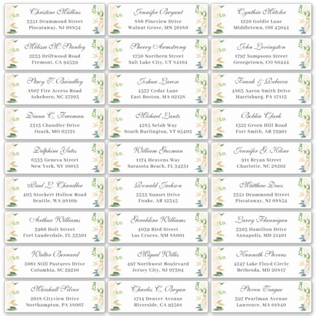 Pegatina Dirección de invitado del Boda de flores botánicas (Anverso)