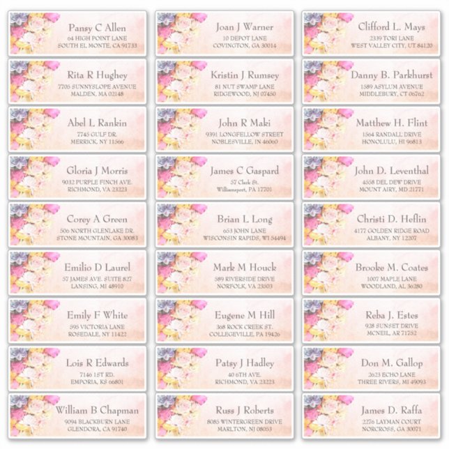 Pegatina Dirección de invitado del Boda de las flores de co (Anverso)