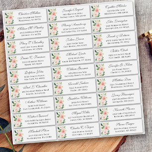 Pegatina Dirección de invitado del Boda floral rosa Rubor