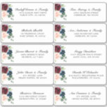 Pegatina Dirección de invitado del Boda floral Rubor de la<br><div class="desc">Fácil de personalizar, nombres y direcciones / pegatinas individuales de etiquetas de direcciones de envío de bodas para los huéspedes. El diseño presenta un impresionante ramo de burdeos / Marsala , melocotón , flores navales / rosas con hojas a juego. Encuentre más diseños y variaciones coincidentes en mi tienda "blissweddingpaperie"....</div>