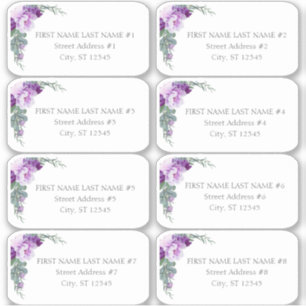 Pegatina Dirección de invitado del Boda Purple Floral Eucal