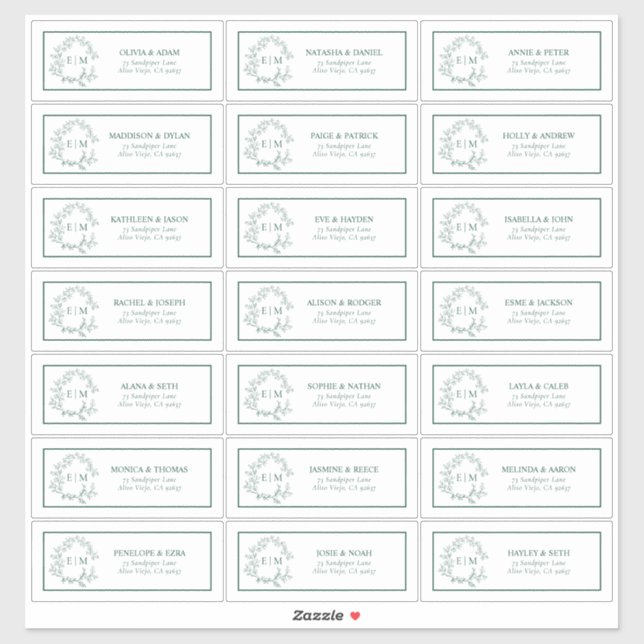 Pegatina Dirección de invitado del Monograma del Escudo de  (Hoja)