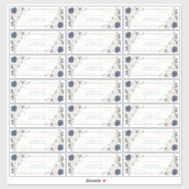 Pegatina Dirección de invitado Dusty Blue Rubor Pink Gold F