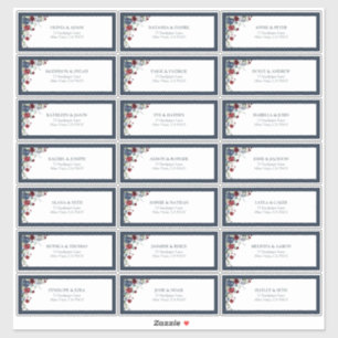 Pegatina Dirección de Invitado Floral Burgundy Azul Marinho