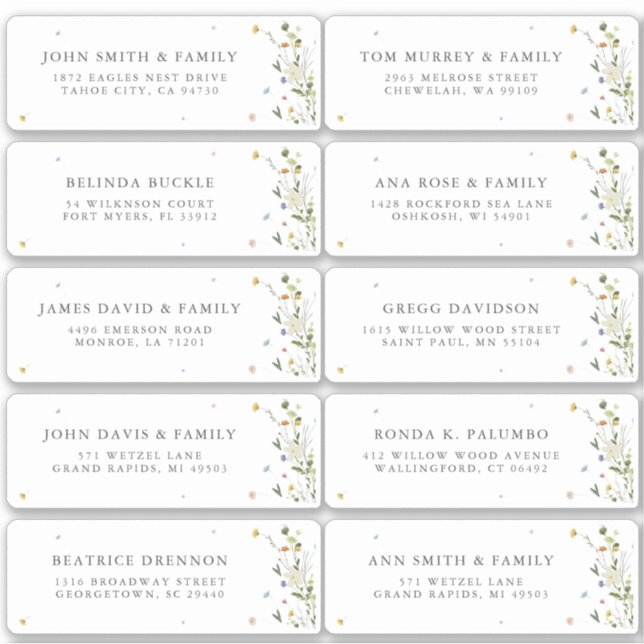 Pegatina Dirección de Invitado Floral del Jardín Floral de  (Anverso)