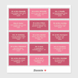 Pegatina Dirección de invitado individual de Boda Retro Gro