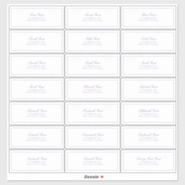 Pegatina Dirección de invitado Lilac Lavender Classic Scrip