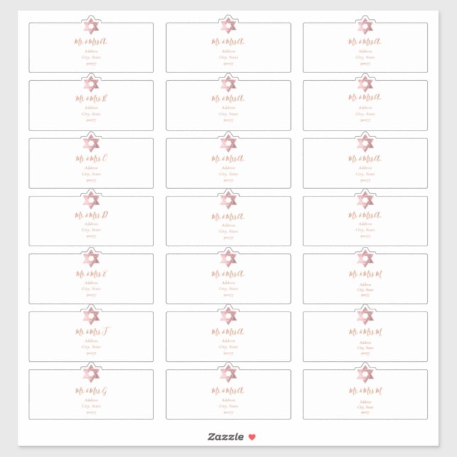 Pegatina Dirección de invitado transparente, estrella de or (Hoja)