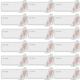Pegatina Dirección de invitado transparente H2 Rosas polvor