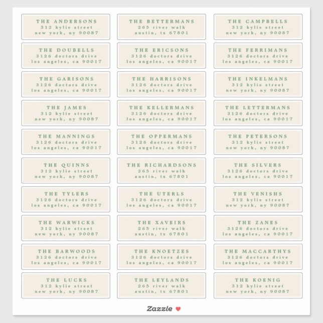 Pegatina Dirección de nombre individual de color verde oscu (Hoja)