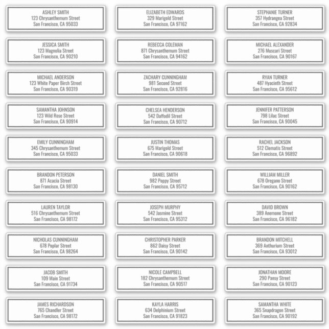 Pegatina Dirección de nombres de invitado de Boda de marco  (Anverso)