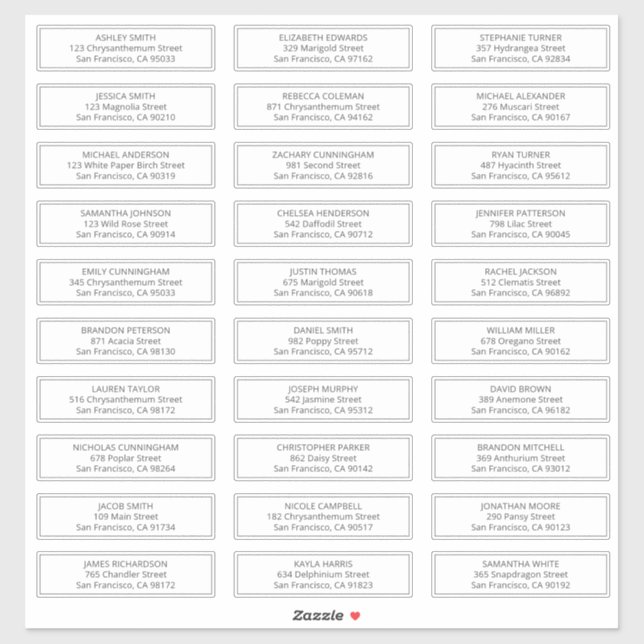 Pegatina Dirección de nombres de invitados Bodas modernos y (Hoja)