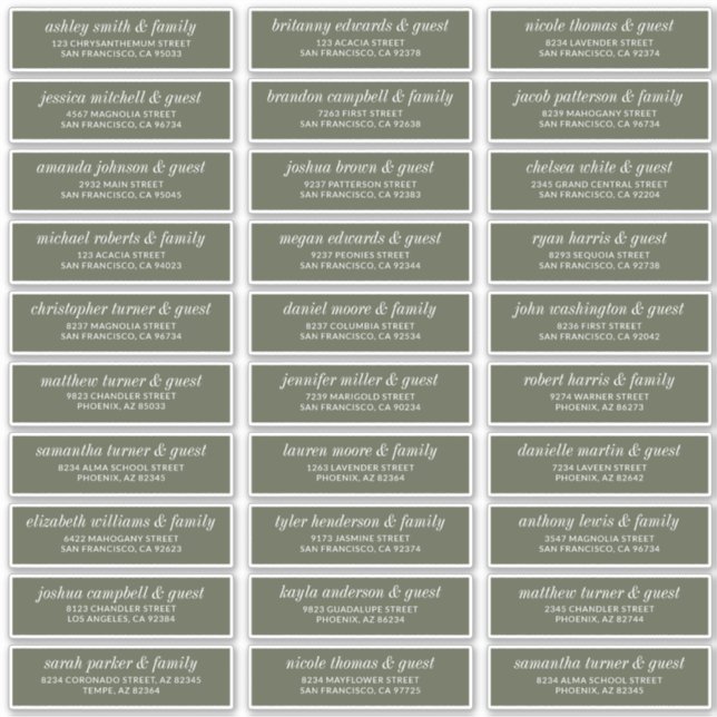 Pegatina Dirección de nombres de invitados de Boda de Moda  (Anverso)