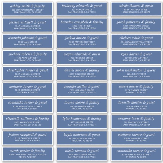 Pegatina Dirección de nombres de invitados de Boda de Moda  (Anverso)
