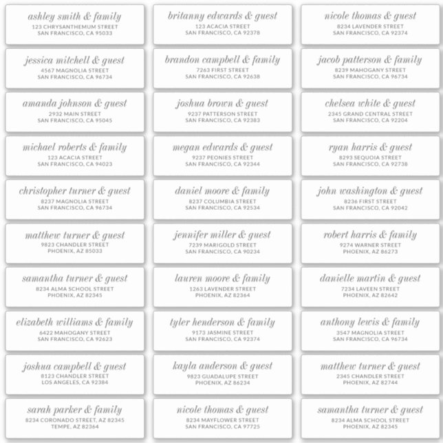 Pegatina Dirección de nombres de invitados de Boda de Moda  (Anverso)