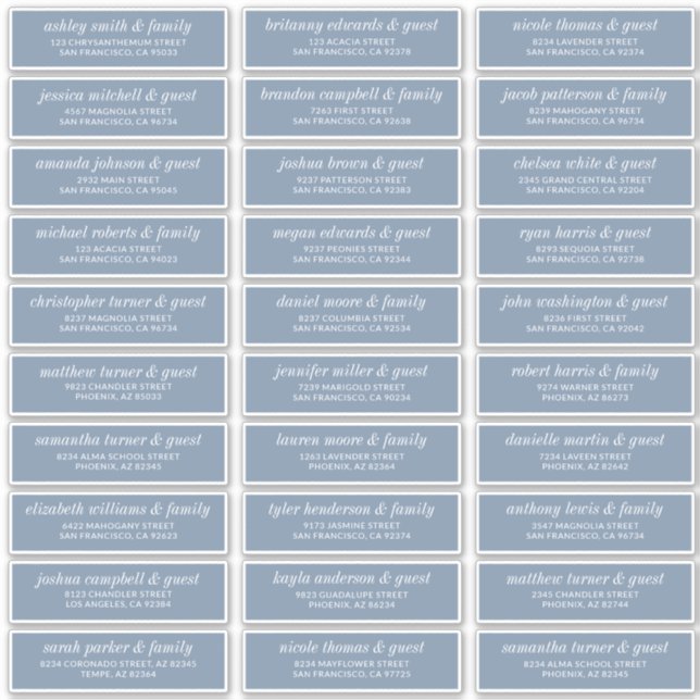 Pegatina Dirección de nombres de invitados de Boda de Moda  (Anverso)