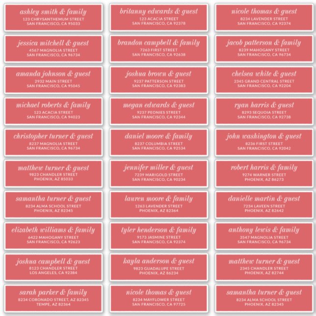 Pegatina Dirección de nombres de invitados de Boda de Moda  (Anverso)