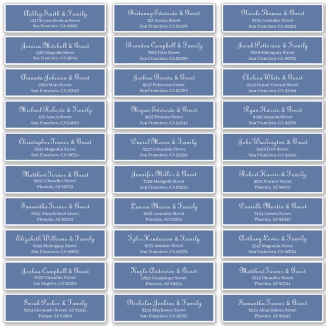 Pegatina Dirección de nombres de invitados de Boda de scrip (Anverso)