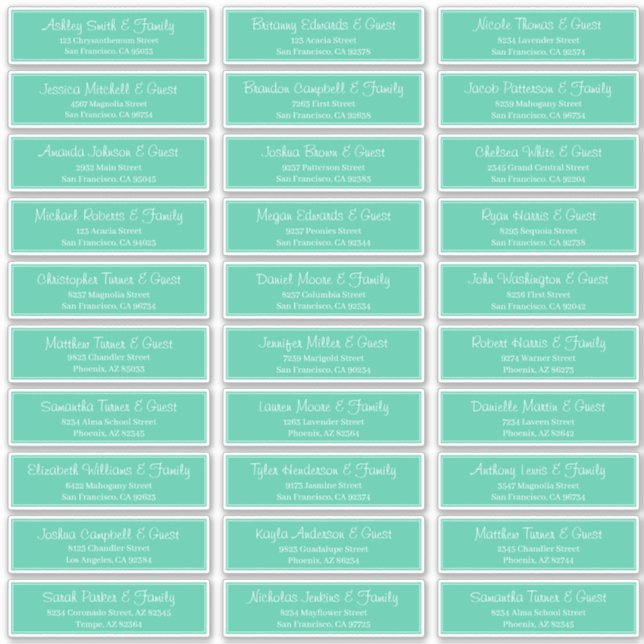 Pegatina Dirección de nombres de invitados de Boda de scrip (Anverso)