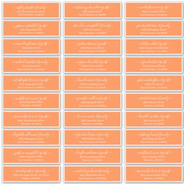 Pegatina Dirección de nombres de invitados de Boda de scrip (Anverso)