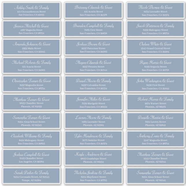 Pegatina Dirección de nombres de invitados de Boda de scrip (Anverso)