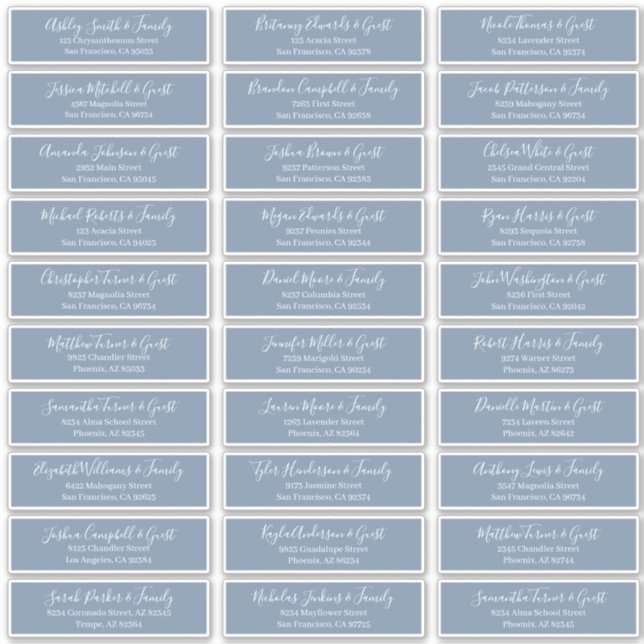 Pegatina Dirección de nombres de invitados de Boda de scrip (Anverso)