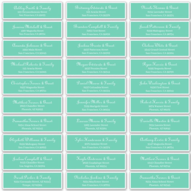 Pegatina Dirección de nombres de invitados de Boda de scrip (Anverso)