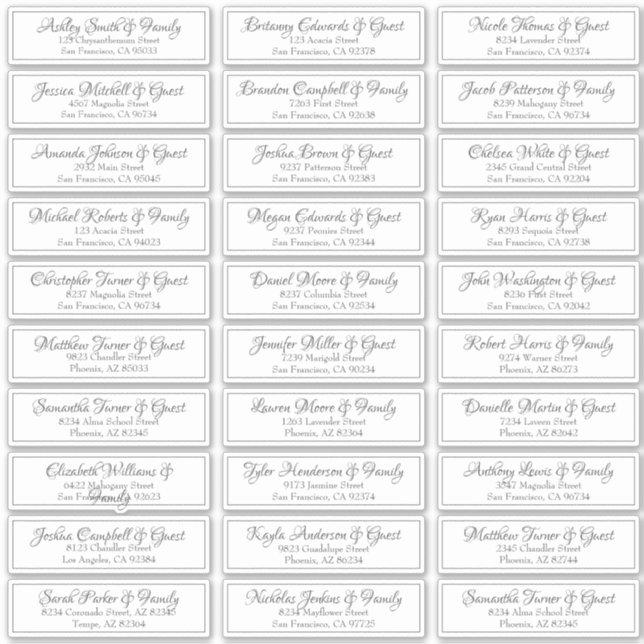 Pegatina Dirección de nombres de invitados de Bodas de guio (Anverso)