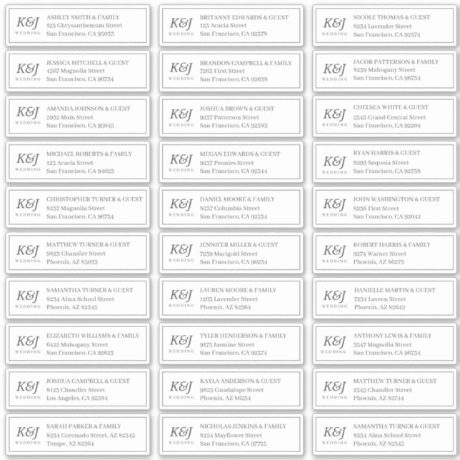 Pegatina Dirección de nombres de invitados del Boda de mono (Anverso)