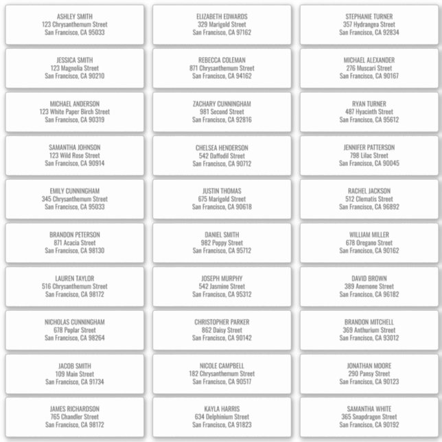 Pegatina Dirección de nombres de invitados modernos y Bodas (Anverso)